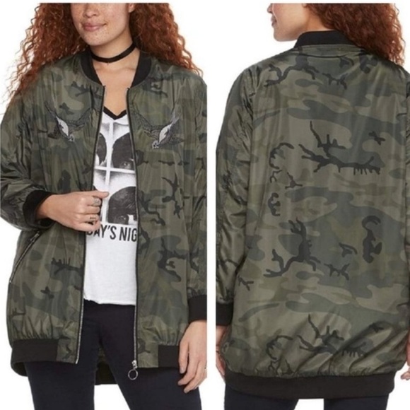 Rock & Republic camo bomber jacket with birds - Picture 1 of 10